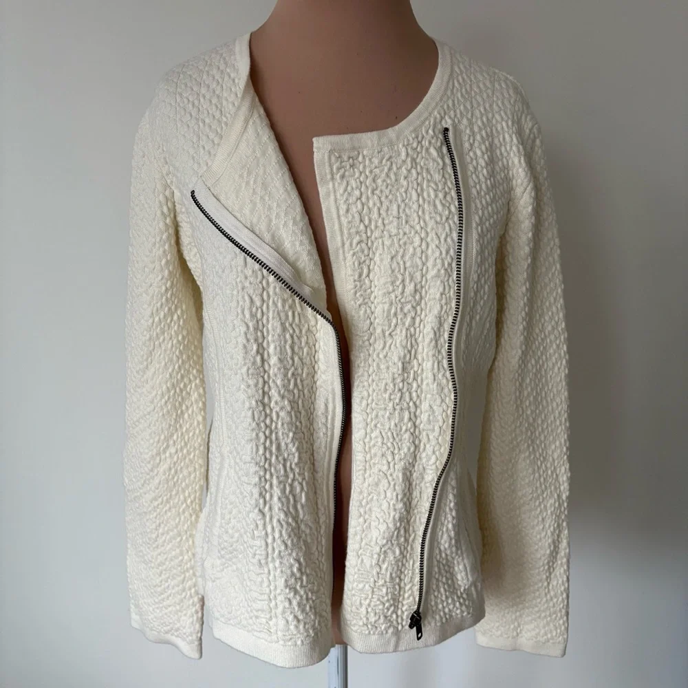 Anthropologie Angel Of The North Textured Vero Knit Asymmetric Zip Moto Jacket M
